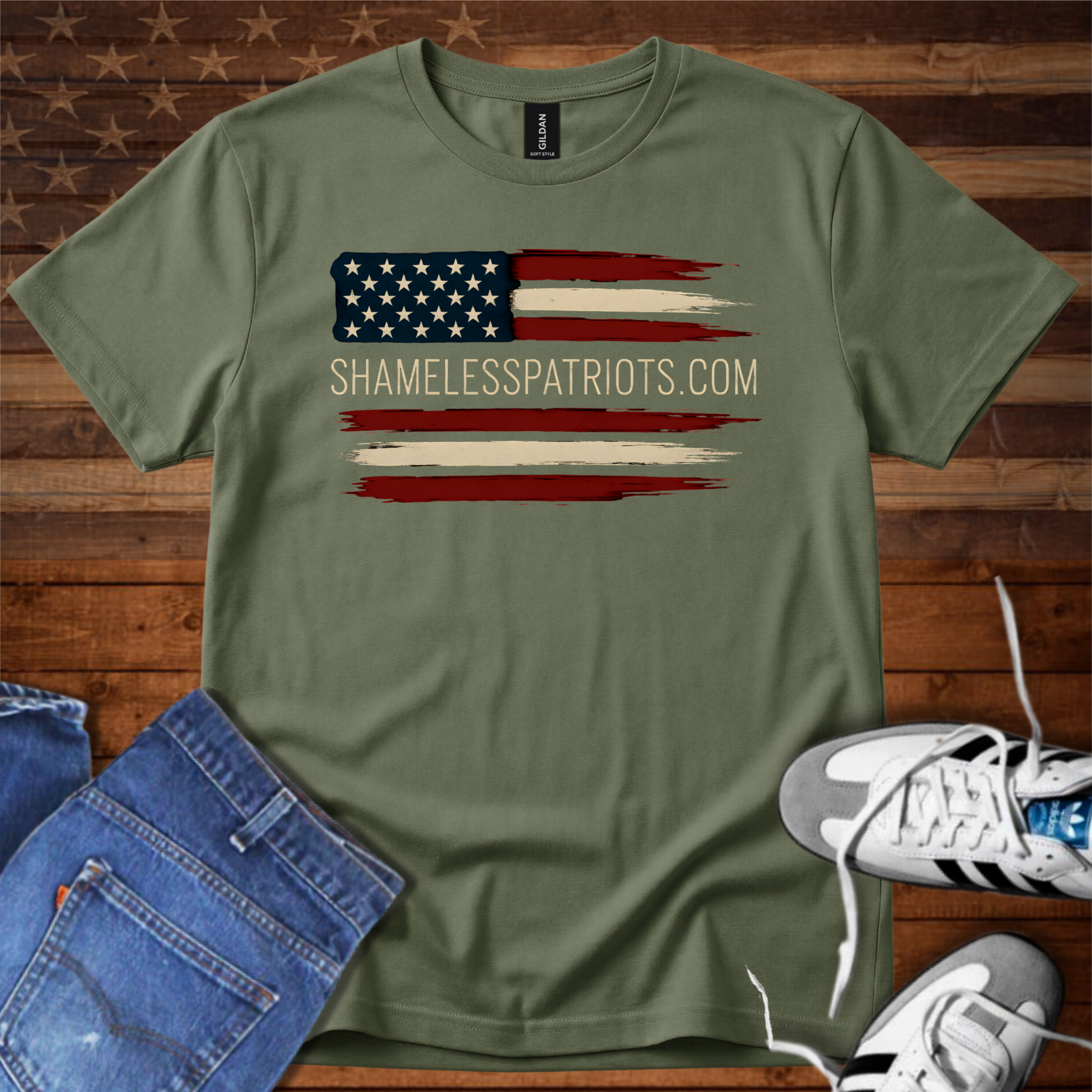 SHAMELESSPATRIOTS.COM distressed Flag